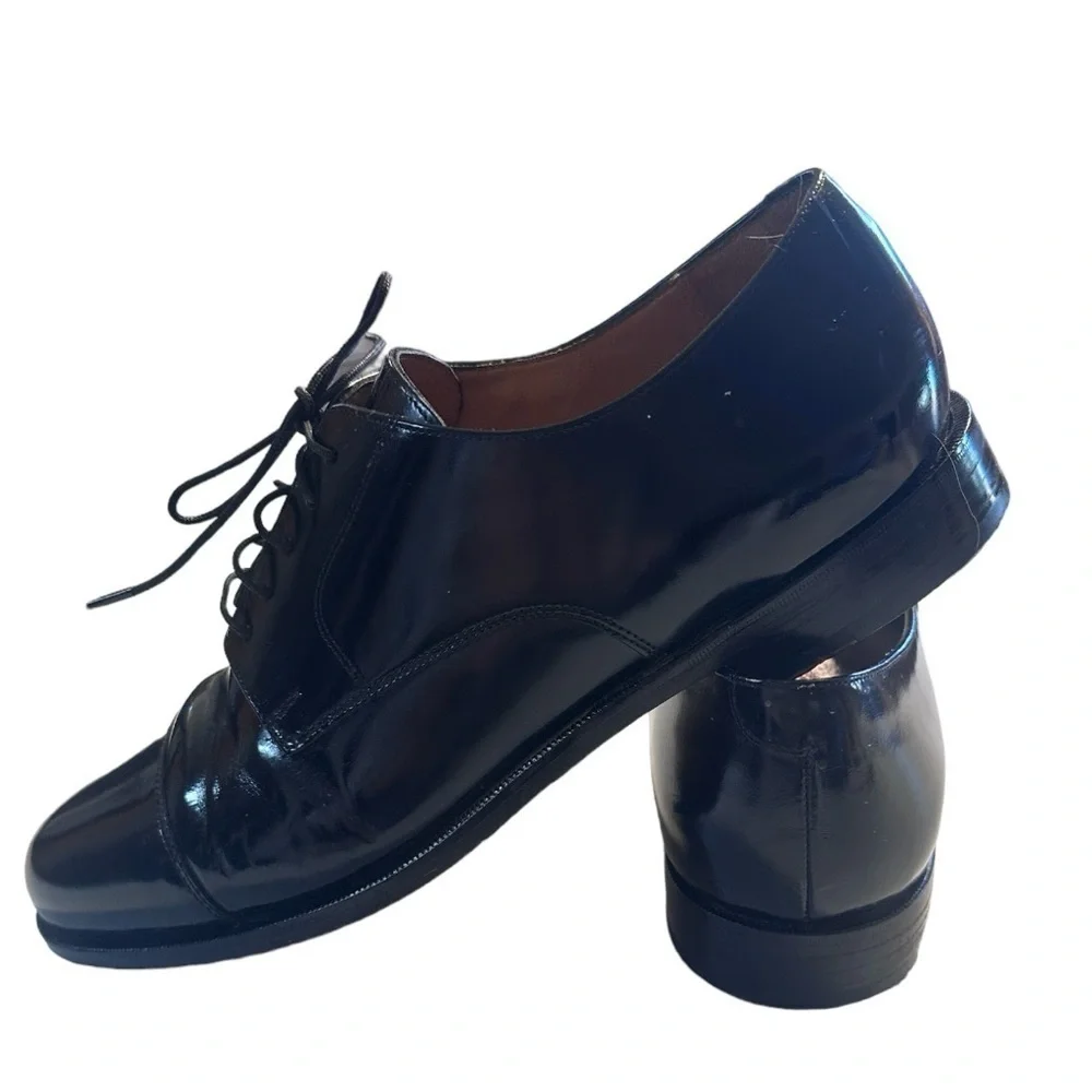 Cole Haan Lenox 02701 Classic Lace Up 100% Leather Stacked Heel Rubber Sole